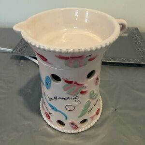 Scentsy Ceramic Candle Holder with Red and Blue Accents